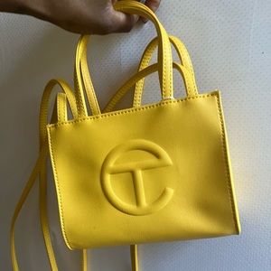 Yellow Telfar small purse shopping bag